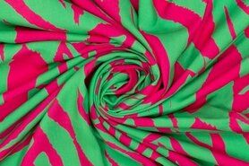Grasgrün - Viskose Stoff - digitales Zebra - grün rosa - 922807-60