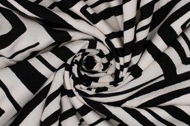 Zwart / Wit stoffen - Viscose stof - abstract - zwart wit - 321068-43