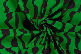 Grüne Stoffe - Viskose Stoff - Borkon Krepp - abstrakt - grün schwarz - 21067-025