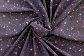 Glitter - Stretch stof - sterren glitter - donkerblauw - 322000-10