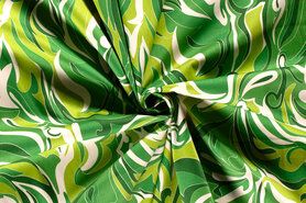 Jasje - Katoen stof - katoen satijn - abstract - groen - 21083-025
