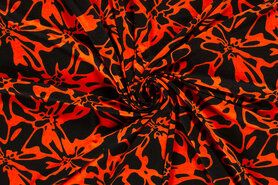 Gebreide stoffen - Tricot stof - abstract - oranje - 21103-036