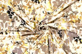 Beige - Tricot stof - bloemen - beige - 21108-052