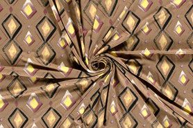 Gebreide stoffen - Tricot stof - abstract - beigebruin - 21110-052