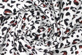 Kussen stoffen - Katoen stof - leopard - wit zwart terra - 310160-20