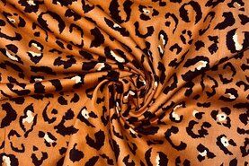 katoenen stoffen met print - Katoen stof - leopard - terra zwart zacht geel - 310160-22