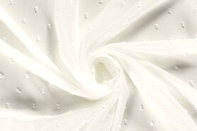 Witte / creme stoffen - Chiffon stof - dobby - gebroken wit - 21018-051