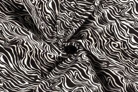 Zwarte stoffen - Viscose stof - bubble - dierenprint - zwart wit - 21155-025