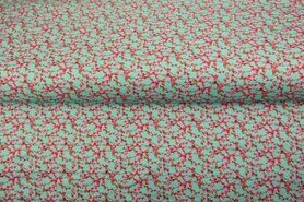 Tricot stoffen - Tricot stof - digitaal bloemen - turquoise - 23203