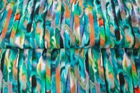Gebreide stoffen - Tricot stof - digitaal abstract - turquoise - 23969-99