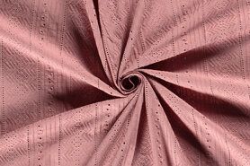 Decoratie en aankleding stoffen - Katoen stof - broderie - oud roze - 21174-242