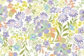 Quality - Tricot stof - bloemen - violet multi - 10259-420
