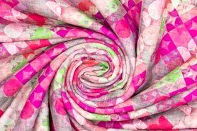 Tricot stoffen - Tricot stof - digitaal abstract - roze multi - 922841-44