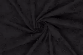 Zwarte stoffen - Katoen stof - catchy embroidery bloemen - zwart - 20517-999