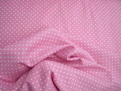 Roze Ledikantdeken stoffen - Katoen stof - stipjes - roze/wit - 5575-011
