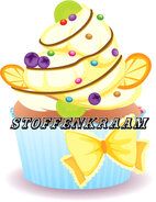 Multi kleur stoffen - Full color applicatie Cup Cake multi