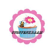 Uitverkoop - Full color applicatie Cup Cake fuchsia/blauw
