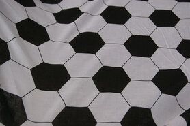 Kinderprint stoffen - Katoen voetbalprint zwart/wit