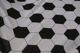 Witte gordijnstoffen - Katoen voetbalprint zwart/wit