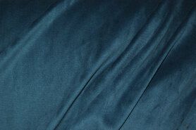 Blauwgroene stoffen - Nicky velours stof - petrol - 3081-124
