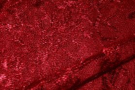 Goedkope kant stoffen - Kant stof - gebloemd warm - rood - 3958-016