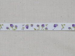 9 mm band - Ripslint bloemetjes off white paars/groen 9 mm (22383/09-183)*