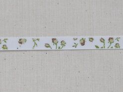 9 mm band - Ripslint bloemetjes off white beige/bruin/groen 9 mm (22383/09-988)*
