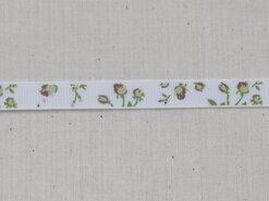 Ripslint* - Ripslint bloemetjes off white beige/bruin/groen 9 mm (22383/09-988)*