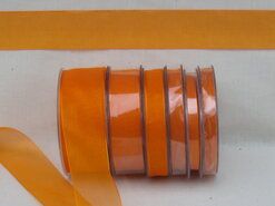 Effen uni kleur band - Organza de luxe 15 mm oranje (17)
