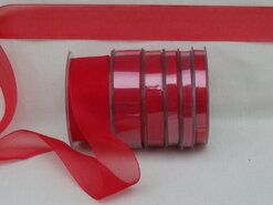 Effen uni kleur band - Organza de luxe 3 mm rood (26)