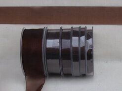 Effen uni kleur band - Organza de luxe 6 mm donkerbruin (32)