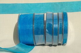 Effen uni kleur band - Organza de luxe 3 mm turquoise ( 47)