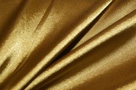 97% Polyester, 3% Elastan stoffen - Satijn stof - lichte stretch donker - goud - 4241-080