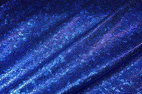 Kobalt blauwe stoffen - Lamé - foliedruk slangen - kobalt - 2213-005