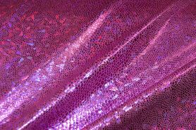 Verkleedkleding stoffen - Paillette stof - rekbaar - folie-achtig - fuchsia - 2213-017