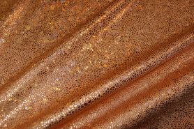 Oranje stoffen - Paillette stof - rekbaar - folie-achtig - oranje - 2213-036