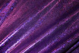 95% polyester, 5% elastan stoffen - Paillette stof - rekbaar - folie-achtig - paars - 2213-045