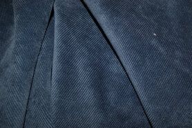 97% Polyester, 3% Elastan stoffen - Ribcord stof - lichte stretch - jeansblauw - 1576-006