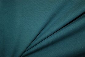 Blauwgroene stoffen - Tricot stof - uni - petrol-groen - 5438-324