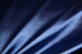 97% Polyester, 3% Elastan stoffen - Satijn stof - stretch - blauw - 4241-005