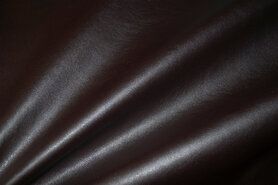Gladde stoffen - Kunstleer stof - stretch - donkerbruin - 3629-058