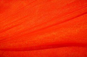 Doorschijnende stoffen - 999751-197 Rekbare fijne tule oranje