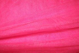 Doorschijnende stoffen - 999751-657 Rekbare fijne tule fel roze