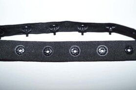 Kunststof knopen - Drukknoopband zwart (12106)