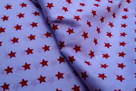 Ster motief stoffen - Katoen stof - ster - wit/rood - 5571-050