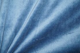 80% katoen, 20% polyester stoffen - Nicky velours stof - jeansblauw - 3081-006