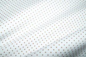 Stof op rol - Katoen stof - Stipjes katoen - wit/beige - 5579-053