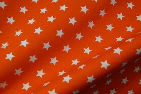 Oranje stoffen - Katoen stof - ster - oranje - 5571-036