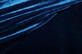 95% polyester, 5% elastan stoffen - Tricot stof - Fluweel rekbaar donker - kobalt - 3348-008