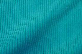 Meubelstoffen outlet - Ribcord stof - Brede ribcord - turquoise-aqua - 3044-124